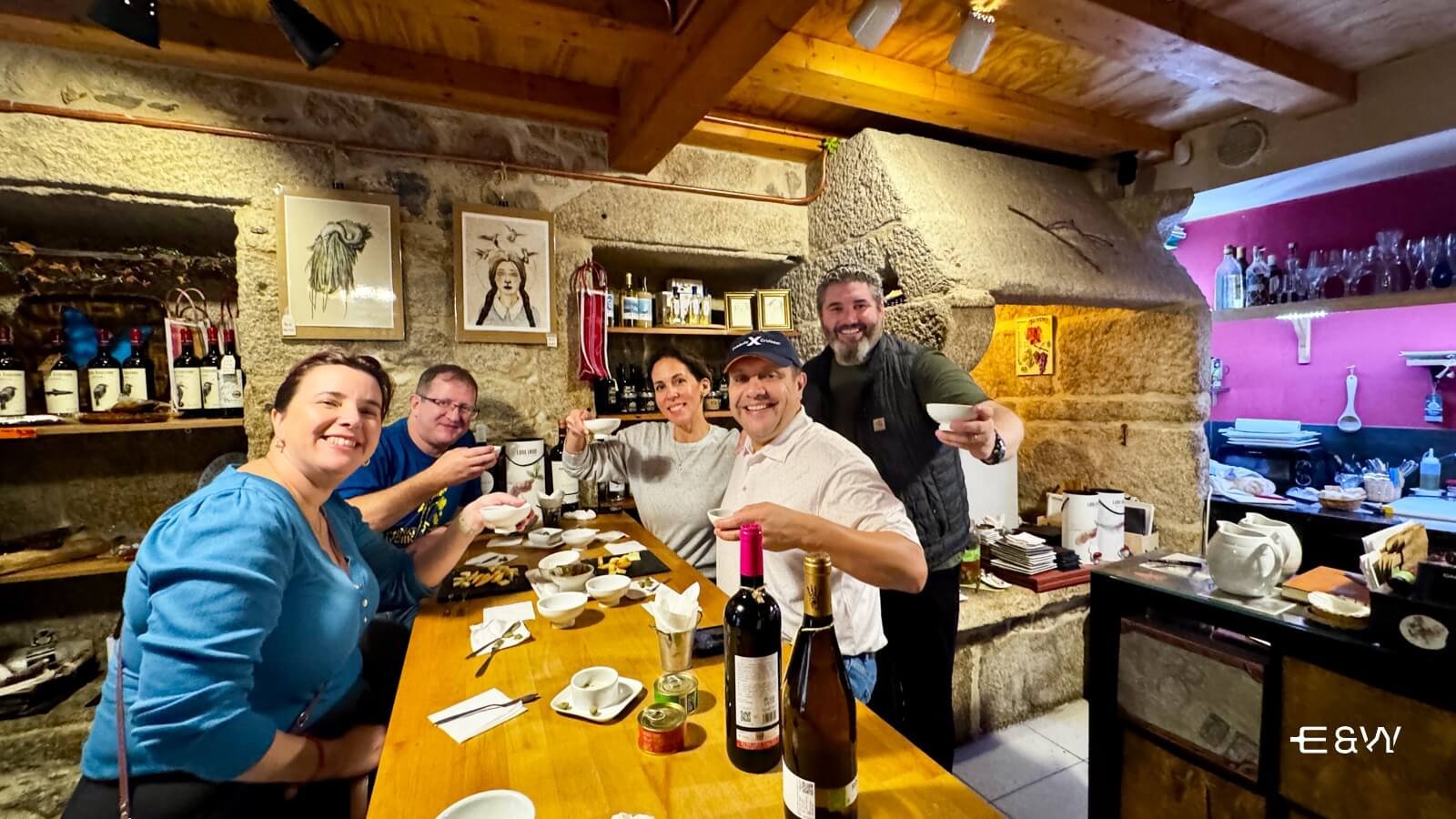 Galician tapas cheeses and pâté tasting at a Vigo tapas wine bar during a Vigo food tour