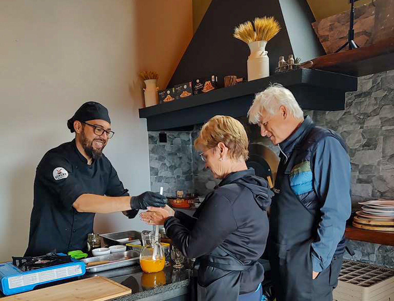 Chef Sergio sharing Madeiran flavours with guests during a Madeira culinary day tour